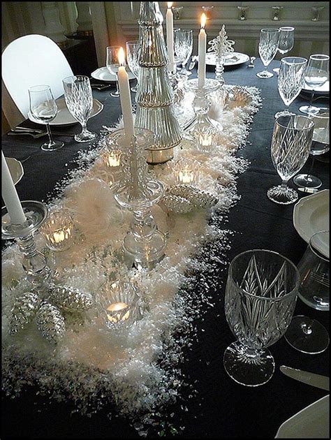 fake snow table cloth with little sparkles on it|How to Decorate With Fake Snow .